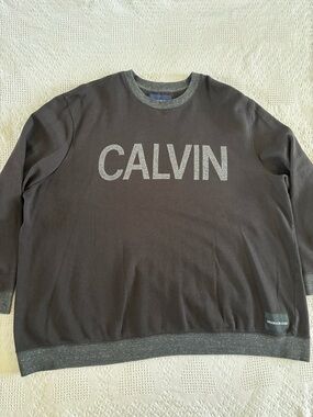 Calvin Klein Men’s 4XL Crewneck Sweatshirt Preowned Big and Tall Black Gray